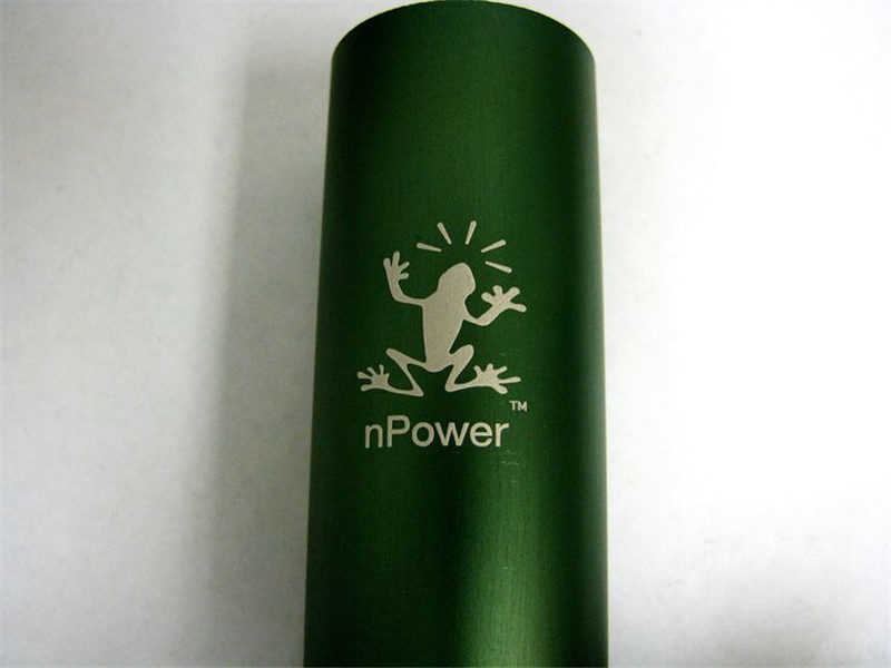 powerful green laser paint peeling on the surface of thermos flask